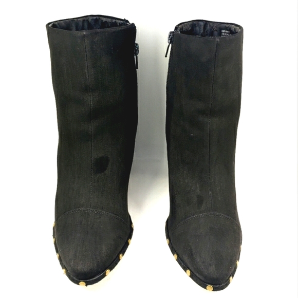 JustFab Maryanne Black Faux-suede, Studded Pointy Toe Heeled Bootie. WMS 8.5M - Picture 5 of 12
